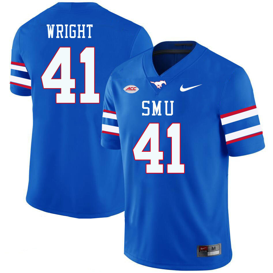 SMU Mustangs #41 Stephon Wright College Football Jerseys Stitched Sale-Royal